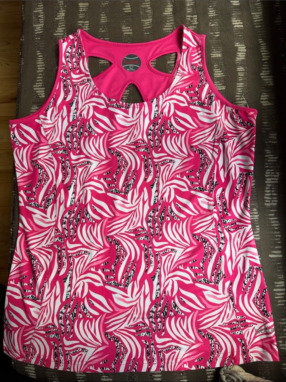 bolle Pink and White Printed Athletic Tank Top
